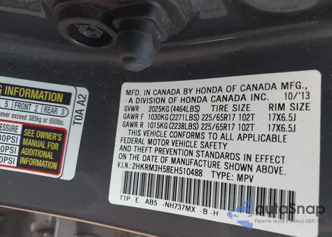 2014 Honda Cr-V Ex from USA, damaged, VIN 2HKRM3H58EH510488